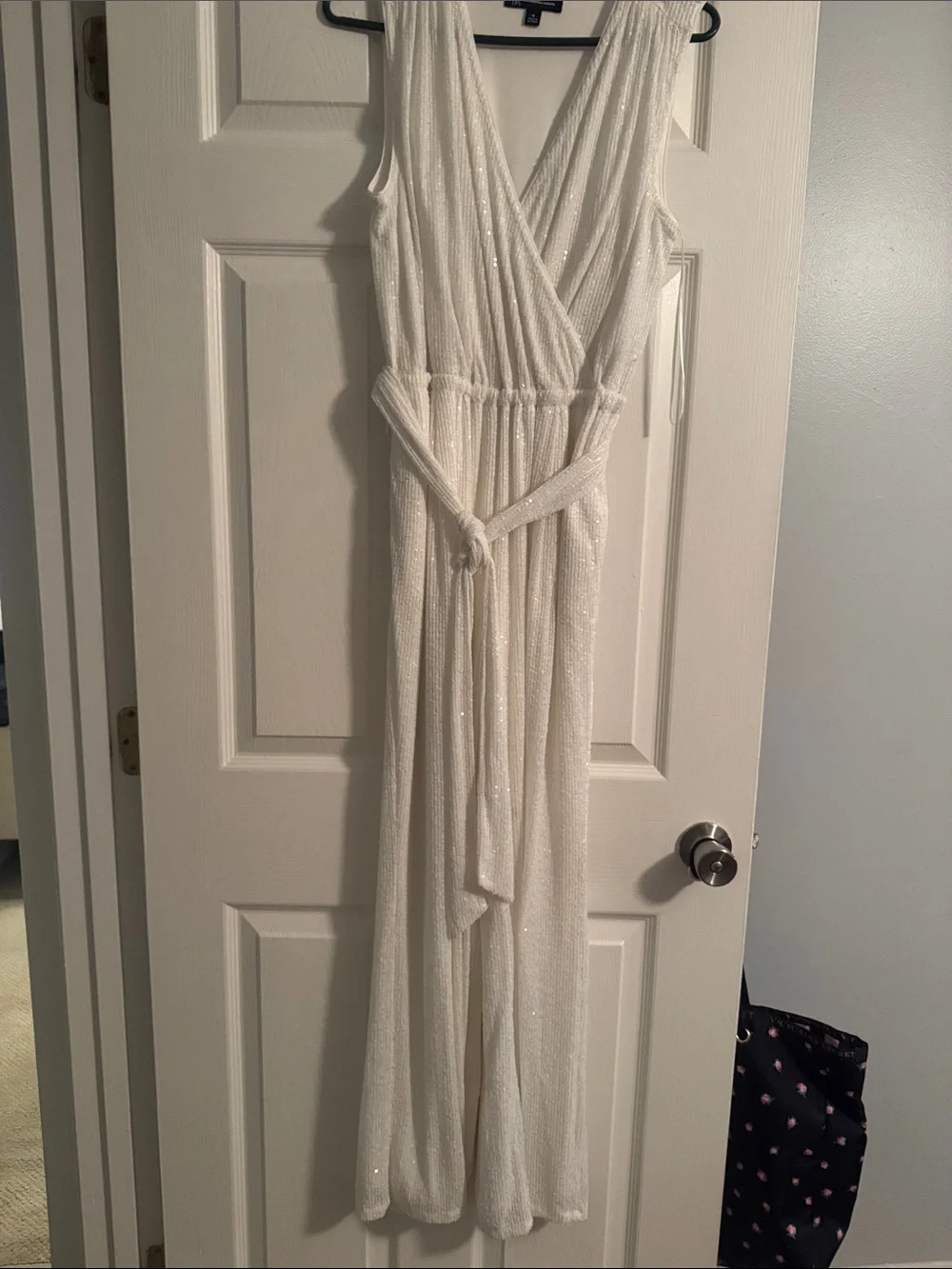 INC International Concepts Cream Sleeveless Wrap Maxi Jumpsuit with Belt